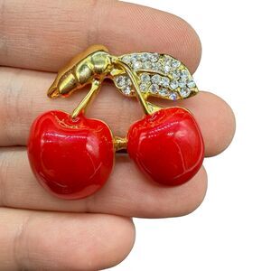 Vintage Cherry Brooch Cherries Pin
